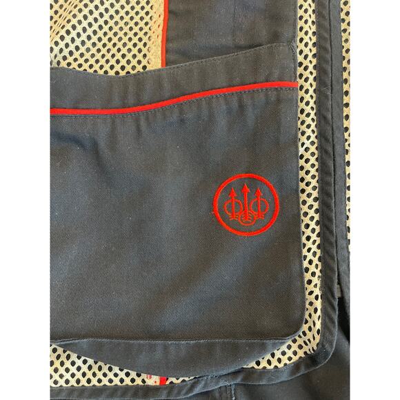 Beretta Full Zip Mesh Shooting Vest Men Medium Navy With Red Trim - Picture 4 of 9